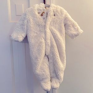 Janie and Jack White Furry Bear Hoodie Onsie Christmas Winter Holiday